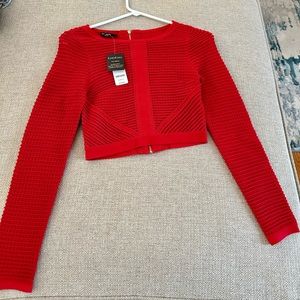 BEBE RED LONG SLEEVE TOP
